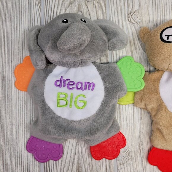 2 Cribmates Baby Teether Plush‎ Elephant Owl Toy Crinkle Dream BIG Who Loves You - Picture 2 of 10